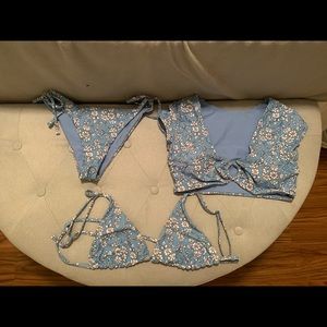 Large 3 piece set from zaful. Blue flower print